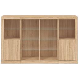 Berkfield Home Sideboards with LED Lights 3 pcs Sonoma Oak Engineered Wood in Light Tan - thumbnail 6