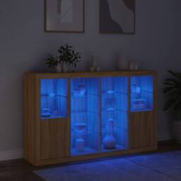 Berkfield Home Sideboards with LED Lights 3 pcs Sonoma Oak Engineered Wood in Light Tan - thumbnail 1