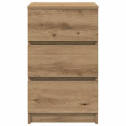 Berkfield Home Bedside Cabinet with 3 Drawers Artisan Oak 39x35x65 cm in Brown - Size: 39 x 35 x 65 cm - thumbnail 6