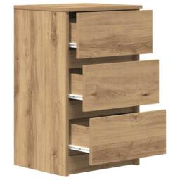 Berkfield Home Bedside Cabinet with 3 Drawers Artisan Oak 39x35x65 cm in Brown - Size: 39 x 35 x 65 cm - thumbnail 5