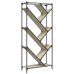 Berkfield Home Bookcase Sonoma Oak 79x30x180 cm Engineered Wood & Metal in Brown - Size: 79 x 30 x 180 cm - thumbnail 2