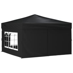 Berkfield Home Folding Party Tent with Sidewalls Black 3x3 m - thumbnail 2
