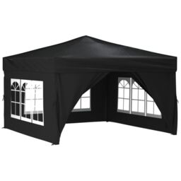 Berkfield Home Folding Party Tent with Sidewalls Black 3x3 m - thumbnail 3