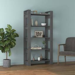 Berkfield Home Beautiful Book Cabinet/Room Divider Grey 80x35x160 cm Solid Wood - Size: 80 x 35 x 160 cm - thumbnail 1