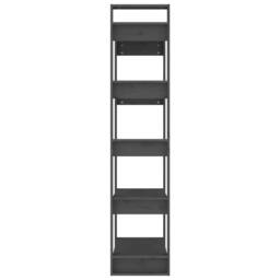Berkfield Home Beautiful Book Cabinet/Room Divider Grey 80x35x160 cm Solid Wood - Size: 80 x 35 x 160 cm - thumbnail 6