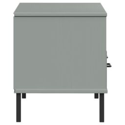 Berkfield Home TV Cabinet with Metal Legs Grey Solid Wood Pine OSLO - thumbnail 6