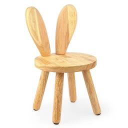 VOGREX Rustic Solid Wood Rabbit Ear Stool Portable Round Seat in Beige - thumbnail 1