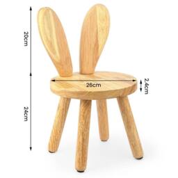 VOGREX Rustic Solid Wood Rabbit Ear Stool Portable Round Seat in Beige - thumbnail 2