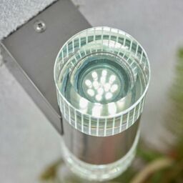 Loops 2 PACK IP44 Accent LED Light Steel Double Glass Up Down Wall Lamp Porch Garden in Metallics - thumbnail 5