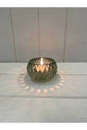 KDMD Vintage Green Diamond Pattern Tealight Holder - thumbnail 1