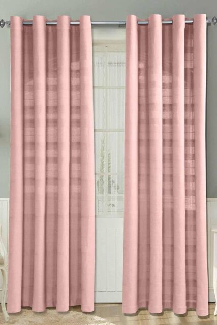 Homescapes Cotton Rajput Ribbed Curtain Pair in Pink - Size: 167 cm width x 183 cm drop - image 1
