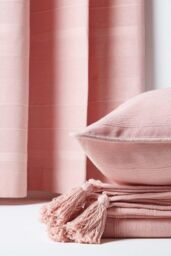 Homescapes Cotton Rajput Ribbed Curtain Pair in Pink - Size: 167 cm width x 183 cm drop - thumbnail 4