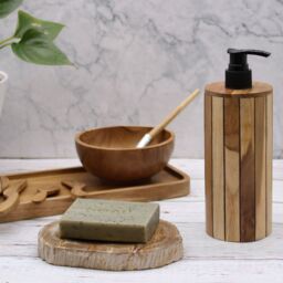 KDMD Natural Teakwood Soap Dispenser - Round in Brown - thumbnail 6