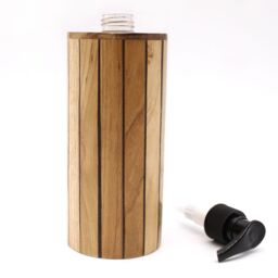 KDMD Natural Teakwood Soap Dispenser - Round in Brown