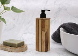 KDMD Natural Teakwood Soap Dispenser - Round in Brown - thumbnail 7
