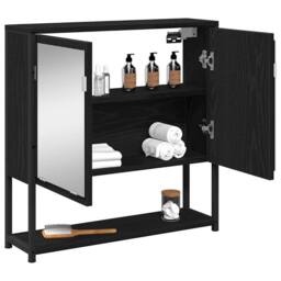 Berkfield Home Modern Bathroom Mirror Cabinet Black Oak 60x16x60 cm Engineered Wood - Size: 60 x 16 x 60 cm