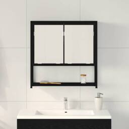 Berkfield Home Modern Bathroom Mirror Cabinet Black Oak 60x16x60 cm Engineered Wood - Size: 60 x 16 x 60 cm - thumbnail 4