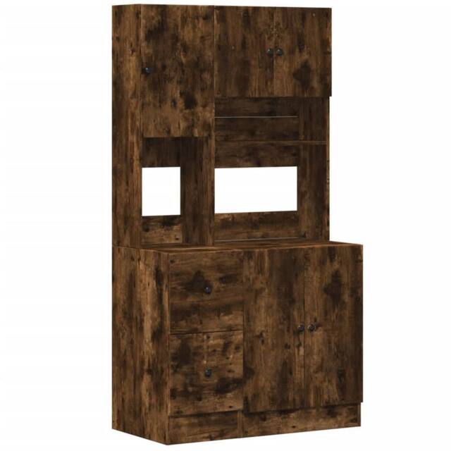 Berkfield Home Kitchen Cabinet Smoked Oak 95x50x180 cm Engineered Wood in Brown - Size: 95 x 50 x 180 cm - image 1