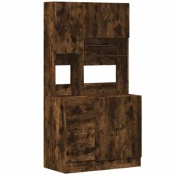 Berkfield Home Kitchen Cabinet Smoked Oak 95x50x180 cm Engineered Wood in Brown - Size: 95 x 50 x 180 cm - thumbnail 1