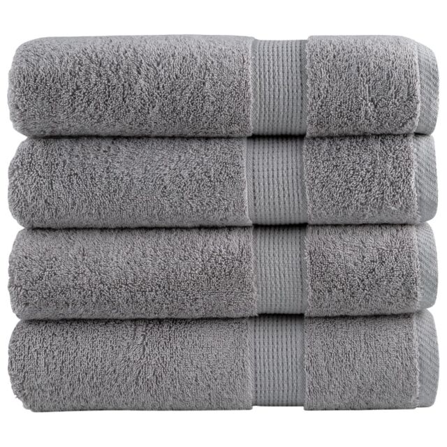 Berkfield Home Premium Hand Towels SOLUND 4pcs Grey 50x100cm 600gsm - image 1