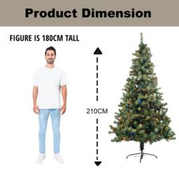Shatchi 7FT Prelit Green Alaskan Pine Christmas Tree Multicolour LEDs - thumbnail 4