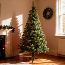 Shatchi 7FT Prelit Green Alaskan Pine Christmas Tree Multicolour LEDs - thumbnail 2