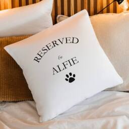 Aye Do Gifts Personalised Reserved For The Dog or Cat Cushion in Cream - Size: 40 cm x 40 cm