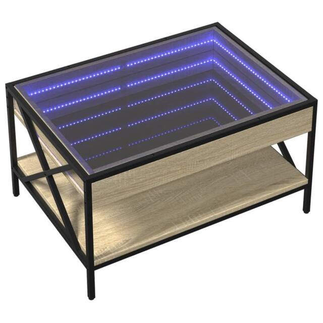 Berkfield Home Decorative Coffee Table with Infinity LED Sonoma Oak 70x50x38 cm in Light Brown - Size: 70 x 50 x 38 cm - image 1