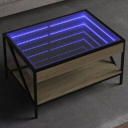 Berkfield Home Decorative Coffee Table with Infinity LED Sonoma Oak 70x50x38 cm in Light Brown - Size: 70 x 50 x 38 cm - thumbnail 2