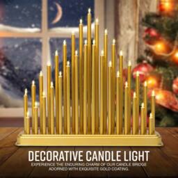 Globrite Candle Bridge with 33 LED Lights Christmas Arch for Table Centrepiece in Gold - thumbnail 2