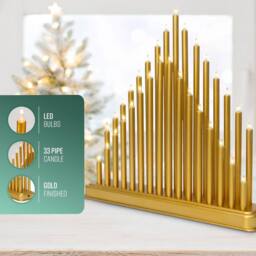 Globrite Candle Bridge with 33 LED Lights Christmas Arch for Table Centrepiece in Gold - thumbnail 6