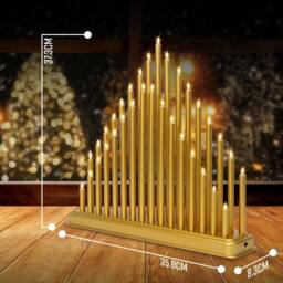 Globrite Candle Bridge with 33 LED Lights Christmas Arch for Table Centrepiece in Gold - thumbnail 5