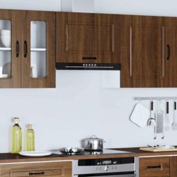 Berkfield Home Kitchen Wall Cabinet Kalmar Brown Oak Engineered Wood - thumbnail 4
