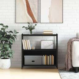 Berkfield Home Bookshelf Black 80x30x78.5 cm Engineered Wood & Iron - thumbnail 2
