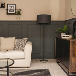 ValueLights Charlie Chrome Floor Lamp With Large Charcoal Shade in Silver - thumbnail 1