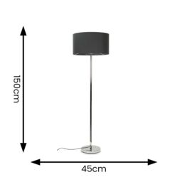 ValueLights Charlie Chrome Floor Lamp With Large Charcoal Shade in Silver - thumbnail 5