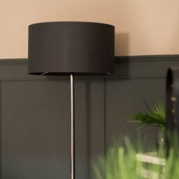 ValueLights Charlie Chrome Floor Lamp With Large Charcoal Shade in Silver - thumbnail 3