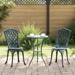 Berkfield Home 3 Piece Garden Bistro Set Green Cast Aluminium