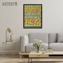"Artery8 Owen Jones Colourful Ornamental Flower Pattern Framed Canvas Art Print in Yellow - Size: W12"" x H16""" - thumbnail 3