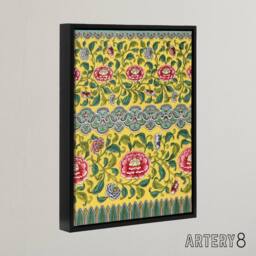 "Artery8 Owen Jones Colourful Ornamental Flower Pattern Framed Canvas Art Print in Yellow - Size: W12"" x H16""" - thumbnail 2