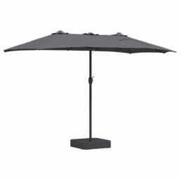 Berkfield Home Modern Garden Parasol Folding Anthracite 385 x 209 x 244 cm Fabric in Dark Grey - thumbnail 6