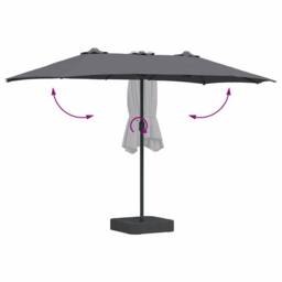 Berkfield Home Modern Garden Parasol Folding Anthracite 385 x 209 x 244 cm Fabric in Dark Grey - thumbnail 8