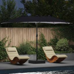 Berkfield Home Modern Garden Parasol Folding Anthracite 385 x 209 x 244 cm Fabric in Dark Grey - thumbnail 2