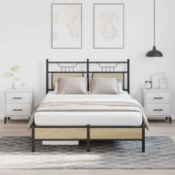 Berkfield Home Bed Frame without Mattress Sonoma Oak 120x190 cm Small Double Engineered Wood in Brown - thumbnail 1