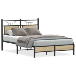 Berkfield Home Bed Frame without Mattress Sonoma Oak 120x190 cm Small Double Engineered Wood in Brown - thumbnail 2