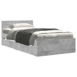Berkfield Home Bed Frame with Headboard without Mattress Concrete Grey 90x200 cm - thumbnail 2