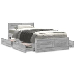 Berkfield Home Bed Frame with Headboard without Mattress Concrete Grey 90x200 cm - thumbnail 4
