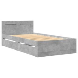 Berkfield Home Bed Frame with Headboard without Mattress Concrete Grey 90x200 cm - thumbnail 3