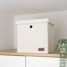JVL Shiro Foldable Storage Box with Lid in White - thumbnail 8