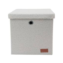 JVL Shiro Foldable Storage Box with Lid in White - thumbnail 2
